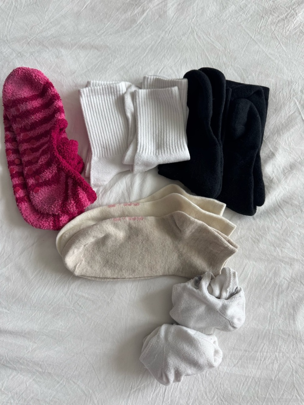 Multipack Socks - Black, White, Cream, Pink
